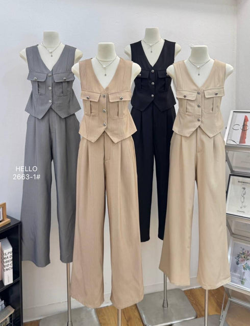 Classy Single Breasted Vest With Trousers Sets